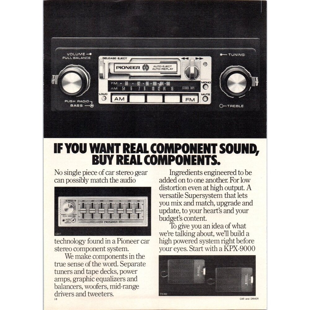 1979 Pioneer KPX-9000 Car Stereo Tape Deck Vintage Print Ad Audiohile Wall Art